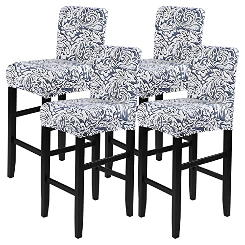 Image of SearchI Bar Stool Covers Set of 4, Stretch Washable Barstool Seat Covers, Counter Height Chair Covers for Kitchen Dining Room Cafe (Flower Pattern)