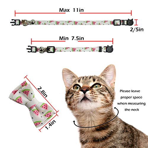 Image of Bowtie Cat Collars Breakaway with Bell, Adjustable Cute Kitty Collars Safety Buckle Kitten Collar for Cat Puppy 7.5-11in