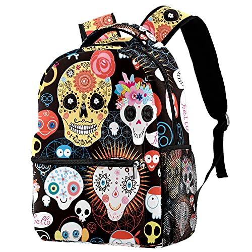 Sac à dos voyage crânes fleurs multicolores pour ranger sa gourde