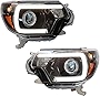 TBVECHI Headlights Assembly For 2012 2013 2014 2015Toyota Tacoma 1 Pair Driver + Passenger Side Headlamp Replacement, Halogen w/LED DRL Black Housing Clear Lens, Factory Style