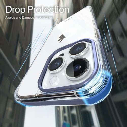 Image of Vaku Luxos Apex Series Back Cover Case for iPhone 15 Pro Max Metal Frame Camera Bump Scratch Resistant Slim Thin Military-Grade Protection - Blue