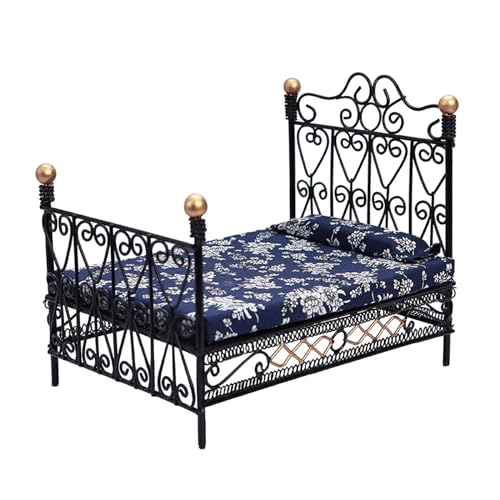 1:12 ミニチュア鉄ベッド寝室シミュレーション家具モデル人形ヨーロッパ家具ソファティーンのための人形安い