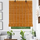Persiana Estor Enrollable de bambú Natural Cortina Enrollable Romanas Retro para Dar Sombra protección Solar o escurecer Puertas o Ventanas,par Exterior/Interiore/Jardín