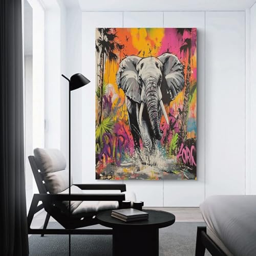 Cuadros decorativos de elefante: lienzo de 50x75 cm para salón 3