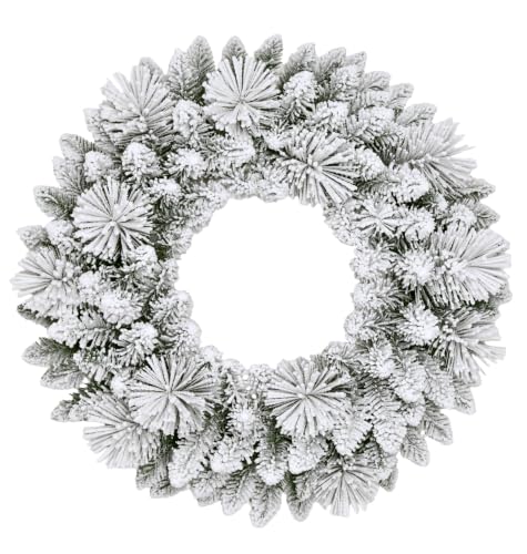 Puleo International 24' Flocked Spruce Wreath with 110 Tips