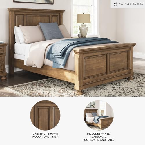 Image of Signature Design by Ashley Traditional Wood Queen Panel Bed Frame, Brown