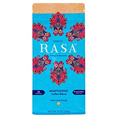 Dirty Rasa Coffee with Adaptogens 8 Ounce - Low Caffeine Coffee Substitute - Chaga & Reishi Mushroom - Concentration & Energy - Organic, Fair Trade, Vegan, Gluten Free