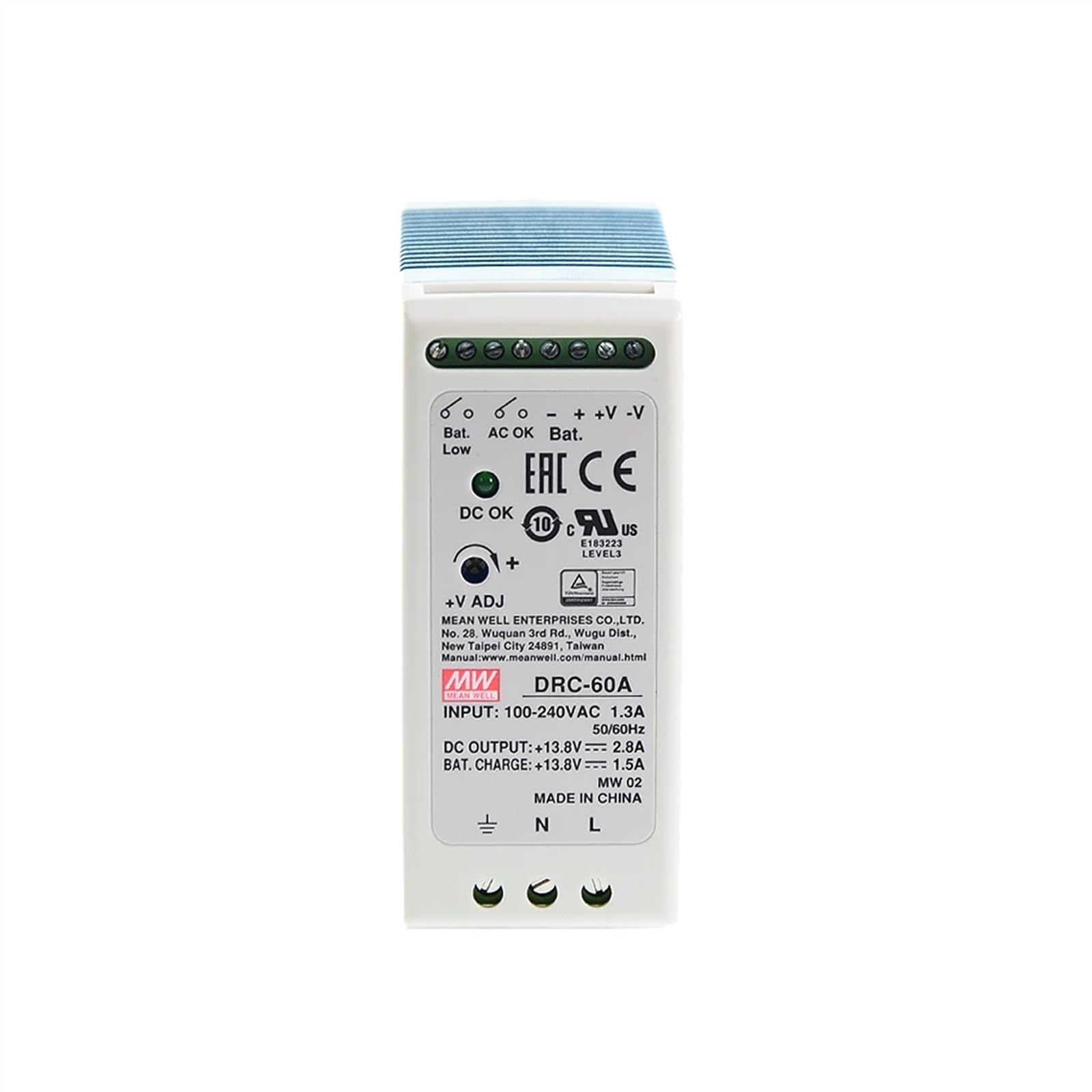 Fuente de alimentación de Seguridad de Carril DIN Serie DRC, Salida única 40/60/100W con función UPS de Cargador de batería(DRC-40B)