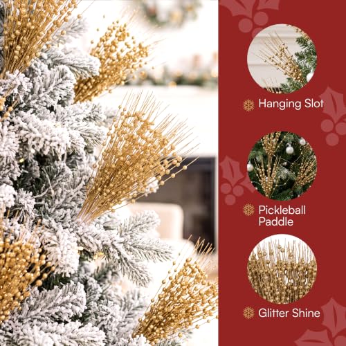 Joiedomi 24 Stück Weihnachtsbaum Beerenstiel (Champagner), dekorative Perlenstäbe, glitzernde Zweige für Weihnachtsbaum, kleine Vase… – Ansicht 4