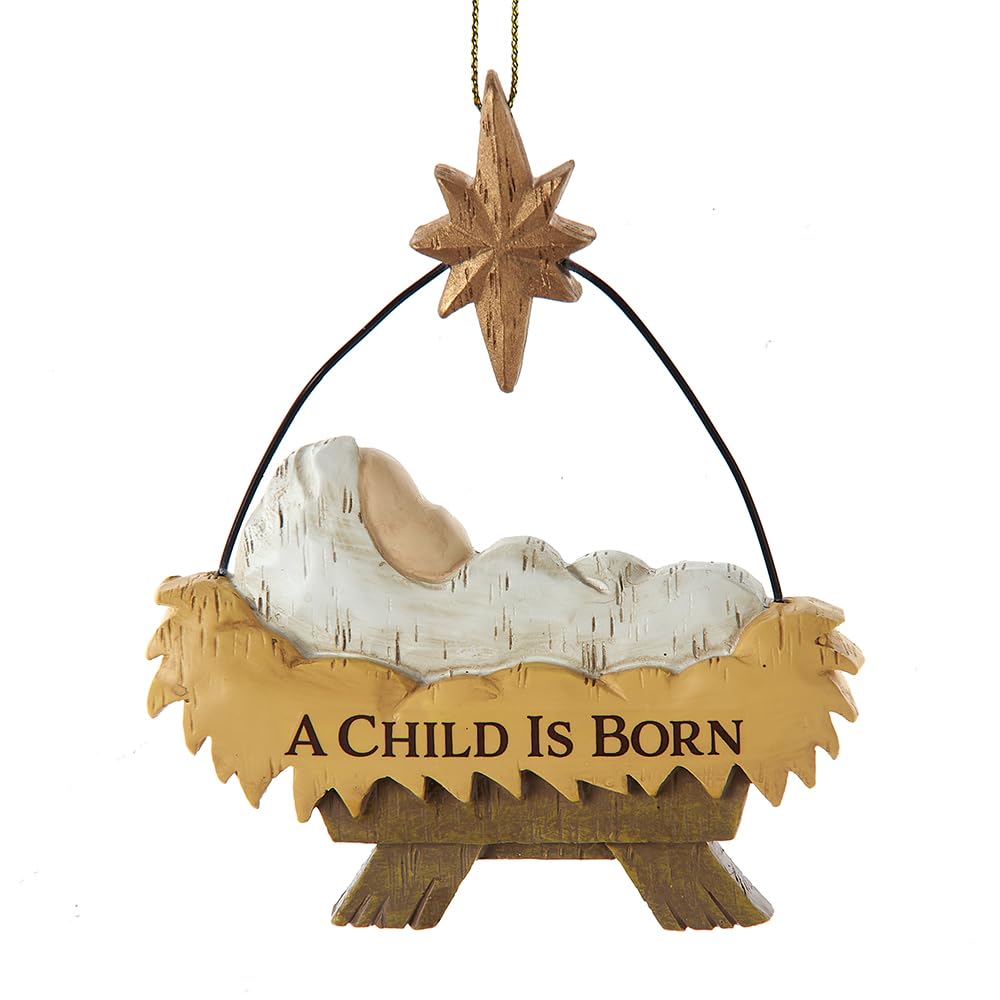 Kurt Adler 4 Inch Resin A Child is Born Creche Ornament