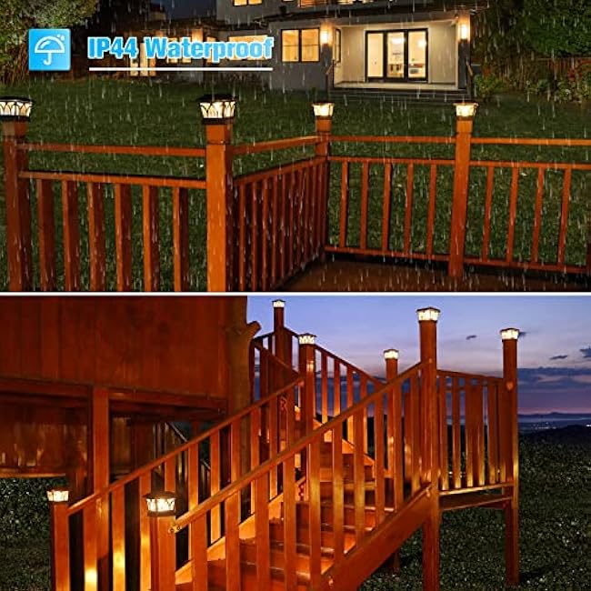 VOLISUN Solar Post Cap Lights Fence Post Lights Slate Black Fits 4x4 6x6 Posts