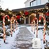 10 Pieces Christmas Pathway Lights 55cm, Red Candy Cane Stakes Battery Operated Timer, Garden Outdoor Christmas Decorations Patio Pathway Drive Way Lights