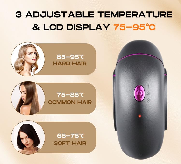 Image of Mini Straightener Wireless Straightener Brush, USB Rechargeable Portable Straightener Brush with 3 Temperature Levels, Electric Hair Brush for All Hair Types