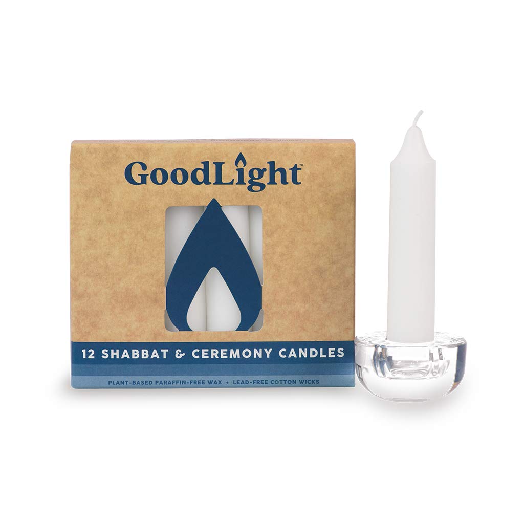 GoodLightNatural Candles Paraffin-Free Shabbat Shabbos Sabbath - Pack of (12) White
