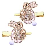 NVENF Easter Hair Clips for Women Girls Sparkling Rhinestone Easter Bunny Hairpins Cute Colorful Sparing Holiday Hair Barrettes Fashion Hair Accessory Gifts (Silver Bunny)
