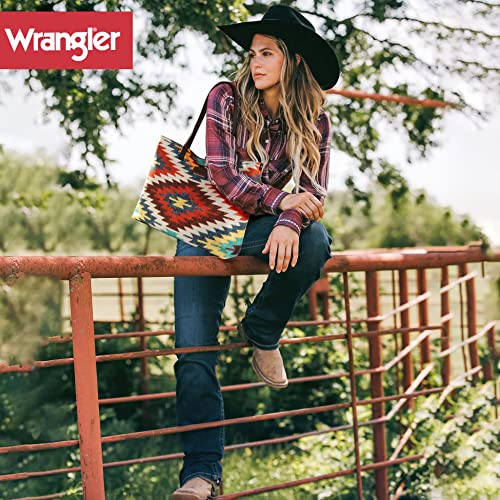 Image of Montana West Wrangler Aztec Print Canvas Tote Bag Capacity Shoulder Bag for Work, Travel & Everyday Use
