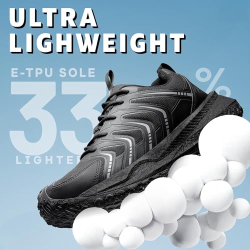 Steel Toe Shoes for Men Non Slip Work Sneakers Women Slip On Composite Toe Puncture Proof Air Cushion Indestructible Walking Hiking Shoes for Construction Camping Outdoor Training