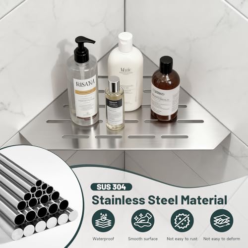 10 Corner Shower Shelf, Brushed Nickel, 2 Pack