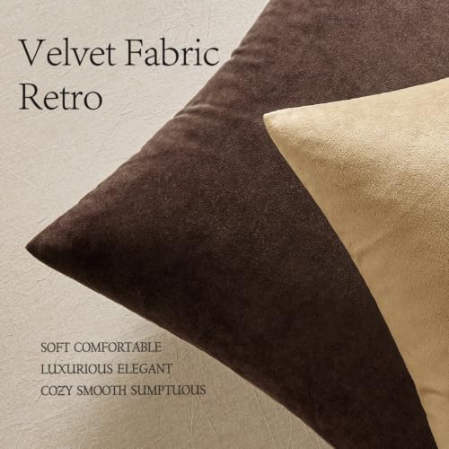 Image of MIULEE Velvet Throw Pillow Covers 18x18 Inch, Pack of 2 - Chocolate Brown, Super Soft Decorative Square Cushion Cases Modern Luxury Home Decor for Sofa, Couch, Bed, Chair
