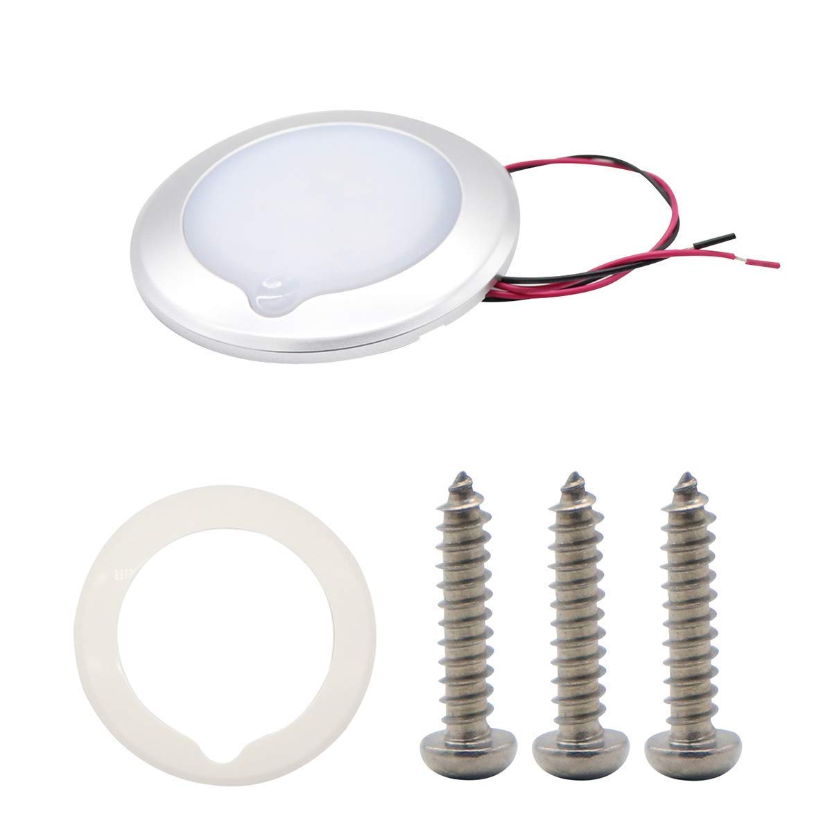 Riloer Luz Interior para Barco (9–30 V, Luz LED Blanca para Techo de Techo, Lámpara Táctil para Yates, Caravanas, Autocaravanas, Remolques de Viaje, 150 mm)