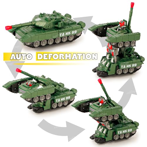 Image of Zest 4 Toyz Transforming Tank Robot Toy for Kids | Auto Deformation Tank with Light & Music | Bump and Go | 360 Movement | Military Battle Robot Toy for Boys & Girls