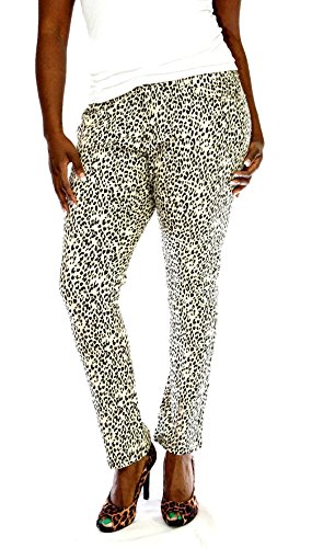 Jeans Colony Women's Plus Size Leopard Cheetah Animal Print Stretch Twill Jeans Skinny Pants