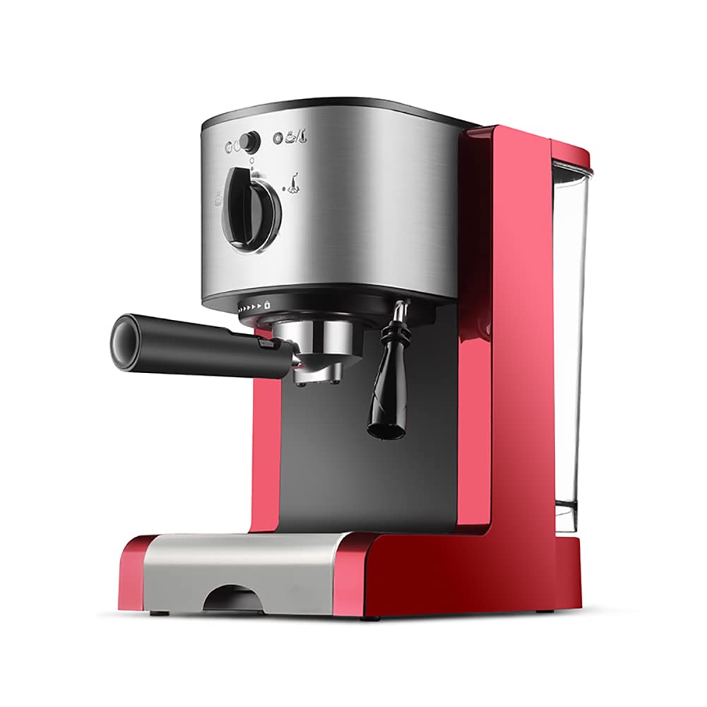 Macchina per caffè Espresso semiautomatica, Macchina per caffè Espresso con montalatte, Macchina per caffè e Cappuccino, 15 Bar di Pressione, 1,25 l/Serbatoio, 1350 W, Rosso