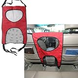 Malla de ventana de doble tamaño: barrera de asiento trasero de coche en la parte superior con rejilla pequeña e inferior con grandes redes de ventilación significa que la ventana de malla promueve la circulación del aire, la parte superior está hecha con una pared suave entre el conductor y la mascota, lo que hace que no tengan miedo