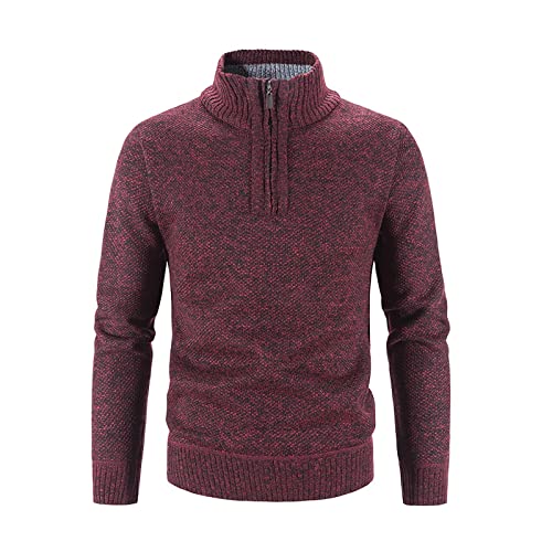 Mens Quarter Zip Sweater Solid Lightweight Mock Neck Casual Long Sleeve Slim Fit Fall Winter Knitted Pullover Sweater