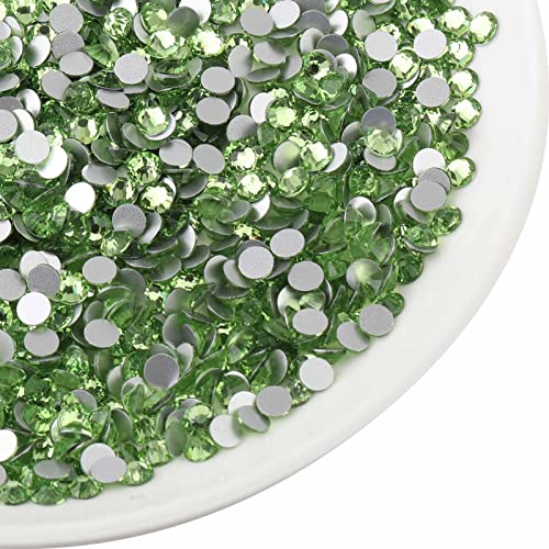 Image of Beadsland 576pcs Flat Back Crystal Rhinestones Round Gems for Nail Art and Craft Glue Fix, Light Green, SS30,6.3-6.5mm