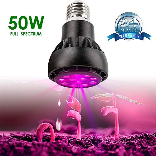 LVJING 50W LED Grow Light Bulb Full Spectrum Lamp for Indoor Plants, E26&E27