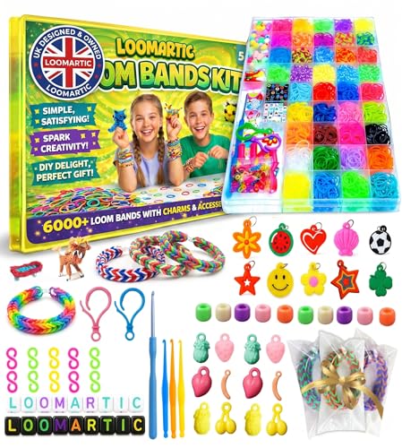 Loomartic 6000+Elastic Rubber Loom Bands Kit Premium Quality Loom...