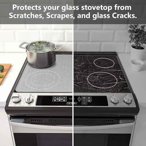 Stove Top Cover for Electric Stove - Silicone Stove Mat for Glass Top, Glass Cooktop Protector, XL Dish Drying Mats For Kitchen,Oven Covers for Electric Stove (Hyaline,28 x 20)