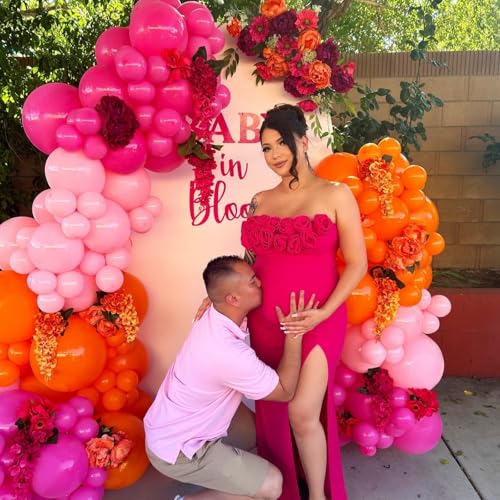 Image of Pink and Orange Balloon Arch Kit, Hot Pink Orange Peach Garland Balloon, Fuchsia Magenta Latex Balloons for Baby Shower Birthday Wedding Tropical Hawaiian Beach Flamingo Sunset Party Decorations