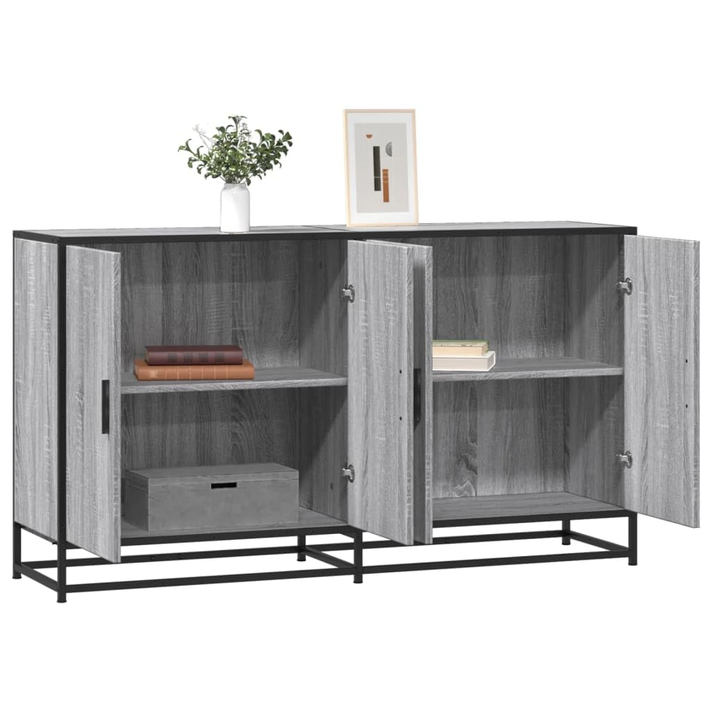Credenza grigio Sonoma, 134 x 35 x 76 cm, in legno e metallo