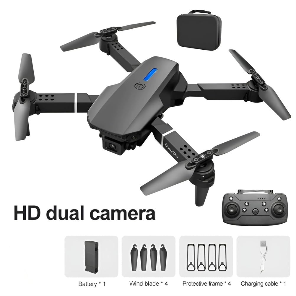 E88 Drone Aggiornato con Schermo 4K HD Fotografia Aerea Doppia Fotocamera Dron Quadricottero Pieghevole per Bambini