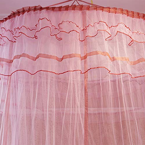 Wifehelper Ademend Ronde Luifel Kant Prinses Stijl Klamboe Bed Gordijn Netting Home Slaapkamer Decor (Roze) - Image 8