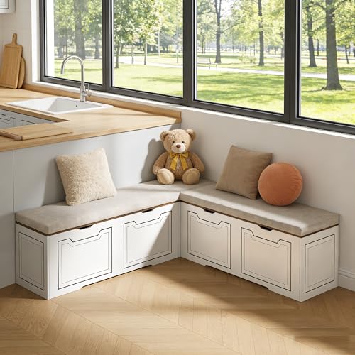 Znnam L Shaped Corner Bench with Storage, Breakfast...