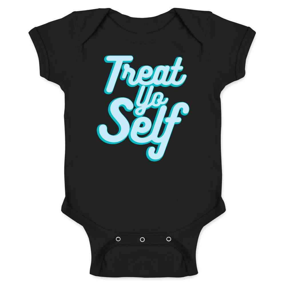 Treat Yo Self Funny Retro Holiday Infant Bodysuit for Newborns Black 12M