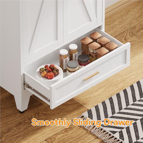 Image of 71 inch Tall Kitchen Pantry Cabinet,Farmhouse Pantry Cabinet,Metal Cabinet with Adjustable Shelves and Drawer,Storage Cabinet for Kitchen Dining Room Garage,White 1 Pack