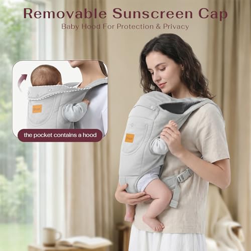 Image of Baby Carrier Newborn to Toddler(8-30lbs), Toddler Carrier Baby Holder Carrier with Adjustable Shoulder Strap, Chest Carriers, Grey