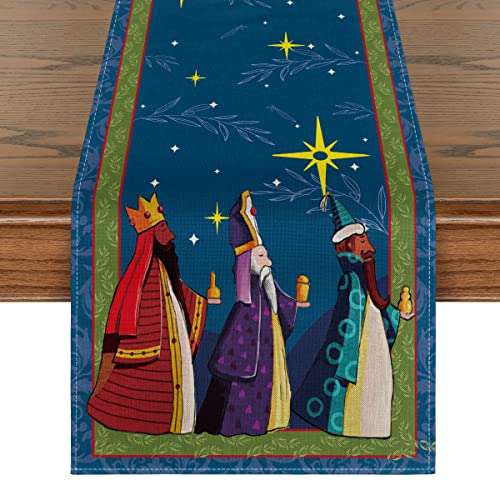 Artoid Mode Star Epiphany Night Table Runner, Spring Holiday Kitchen Dining Table Decoration for Home Party 13x72 Inch