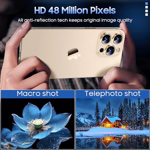 Image of Uyiton for iPhone 13 Pro /iPhone 13 Pro Max Camera Lens Protector, [Strong Adsorption] [Drop Protection] Metal Ring Tempered Glass Rear Camera Screen Cover - Gold