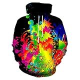 Asylvain Graphic Hoodies Unisex 3D Paint Splatter Hoodie for Women Fashion Pullover Hooded Sweatshir