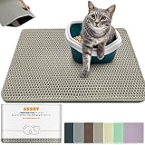 Assky 猫砂マット 防水&抗菌 二重層EVA構造 超吸収＆防臭 猫トイレマット 滑り止め設計 猫砂飛散防止 洗える繰り返し使用 お手入れ簡単 大型グリッド (60X40cm,サンド色)