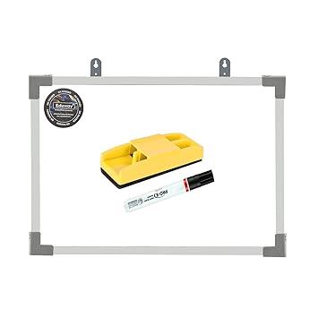 Eduway Sigma 1.5x2 Feet Non-Magnetic Double-Sided Whiteboard and Chalkboard with 1 Marker & 1 Duster | Ideal Use for Home, Office, Kids, Robust Aluminum Frame and Smooth Melamine Surface (45x60cms)