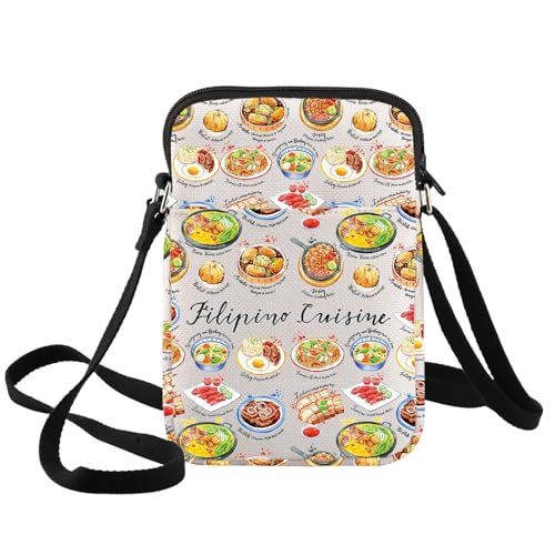 BWWKTOP Filipino Cuisine Crossbody Bag Philippines Travel Gifts Philippines Culture Shoulder Bag Filipino Vacation Gift