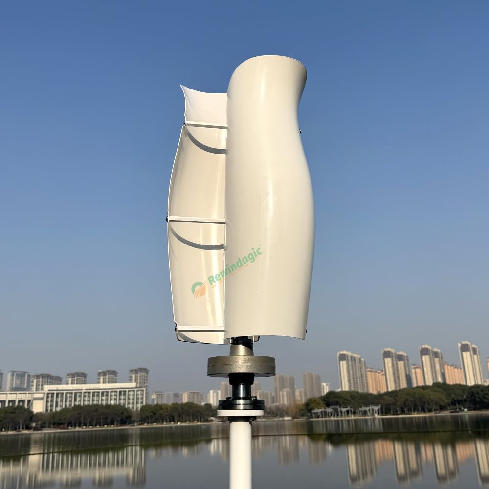 800W vertikale Windkraftanlage 12V 24V 48V Windgenerator freie Energie Windmühle Windturbine mit Regler Windräder für Heimgebrauch Garten Boote (48V-Weiß)