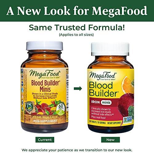 Megafood Blood Builder Minis - Iron Supplement Shown To Increase Iron Levels Without Nausea Or Constipation - Energy Support With Iron, Vitamin B12, And Folic Acid - Vegan - 72 Tabs (36 Servings) #TOP2