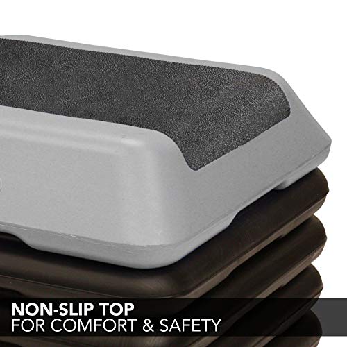 The Step High Step Aerobic Platform with High Step Grey Aerobic Platform and 4 Black Risers